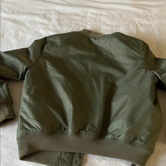 Hollister Bomber Jacket in Army Green w Orange Lining EUC sz M - Picture 8 of 8